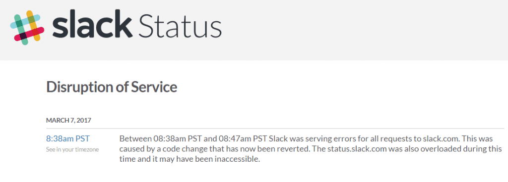 cause of slack outage