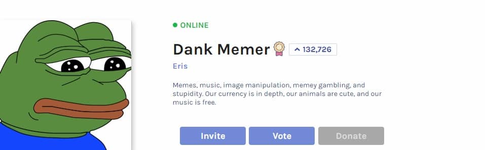 ℹ Bot multifuncional Dank Memer para Discord que incluye memes
