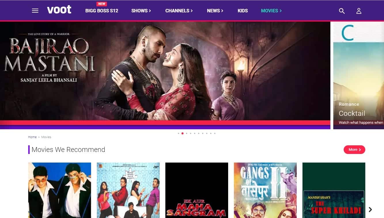 VOOT Watch Hindi movies online