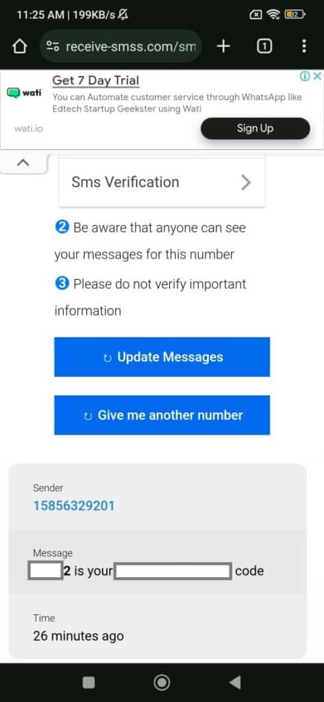 copying telegram verification code